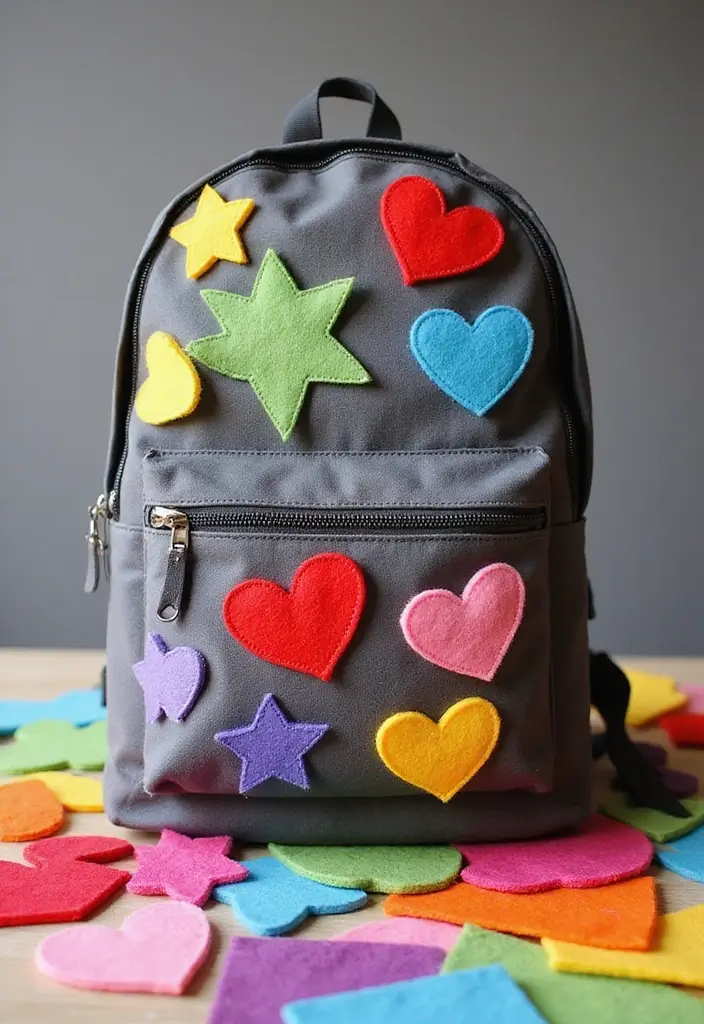 30+ Backpack Decoration Ideas That Make School Bags Cute and Unique - 27. Fun Felt Shapes