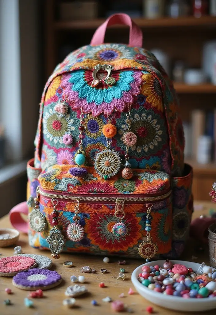 30+ Backpack Decoration Ideas That Make School Bags Cute and Unique - 9. Unique Beaded Designs