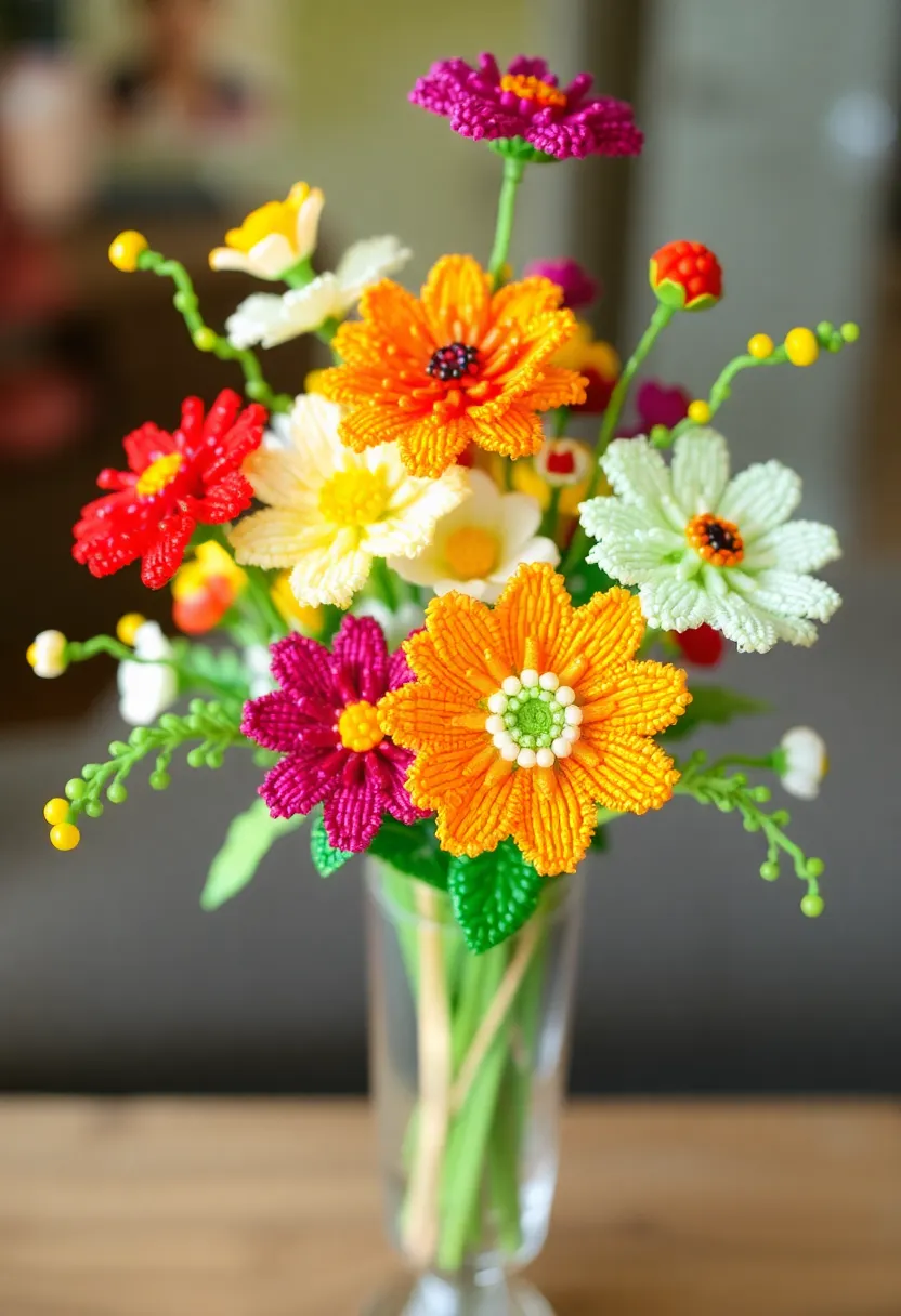30+ Bead Craft Ideas That Turn Tiny Beads Into Stunning Art - 22. Beaded Floral Arrangements