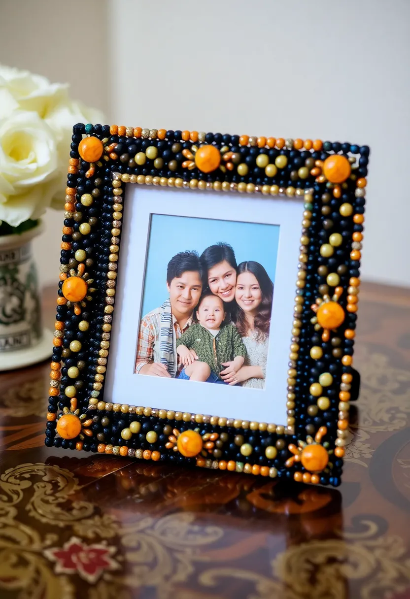30+ Bead Craft Ideas That Turn Tiny Beads Into Stunning Art - 5. Beaded Picture Frames
