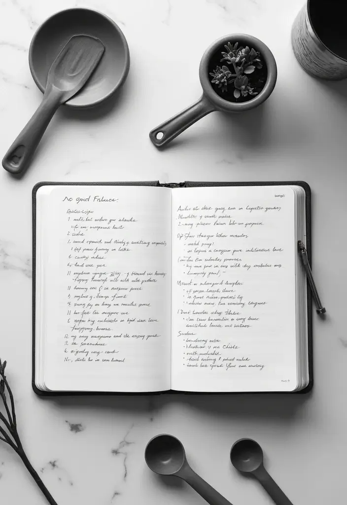 30+ Black and White Journal Ideas That Make Writing Stylish and Chic - 11. Recipe and Culinary Notes