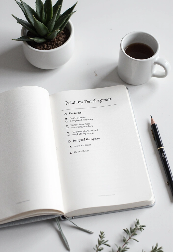 30+ Black and White Journal Ideas That Make Writing Stylish and Chic - 26. Personal Development Workouts