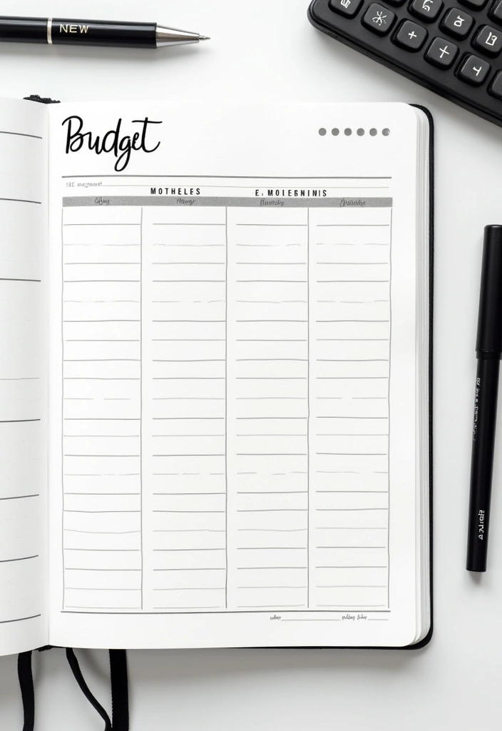 30+ Black and White Journal Ideas That Make Writing Stylish and Chic - 27. Monthly Budgeting Pages