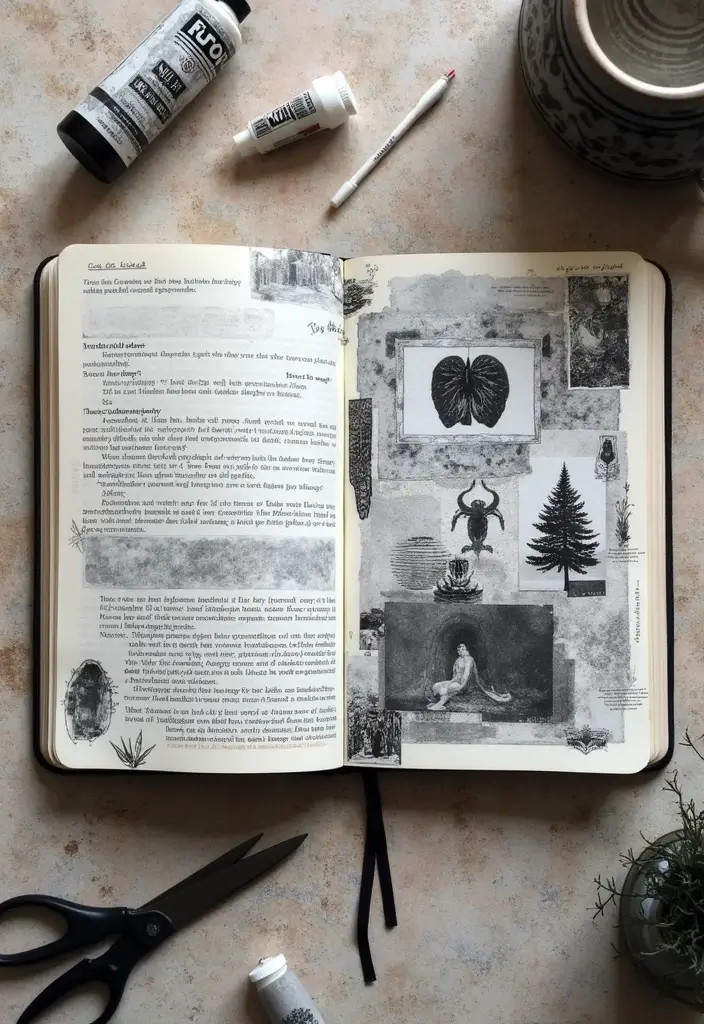 30+ Black and White Journal Ideas That Make Writing Stylish and Chic - 4. Monochrome Collage Pages