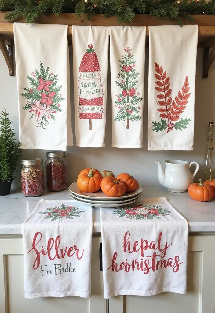 30+ Christmas Craft Ideas That Bring Holiday Cheer to Your Home - 21. Hand-painted Holiday Tea Towels