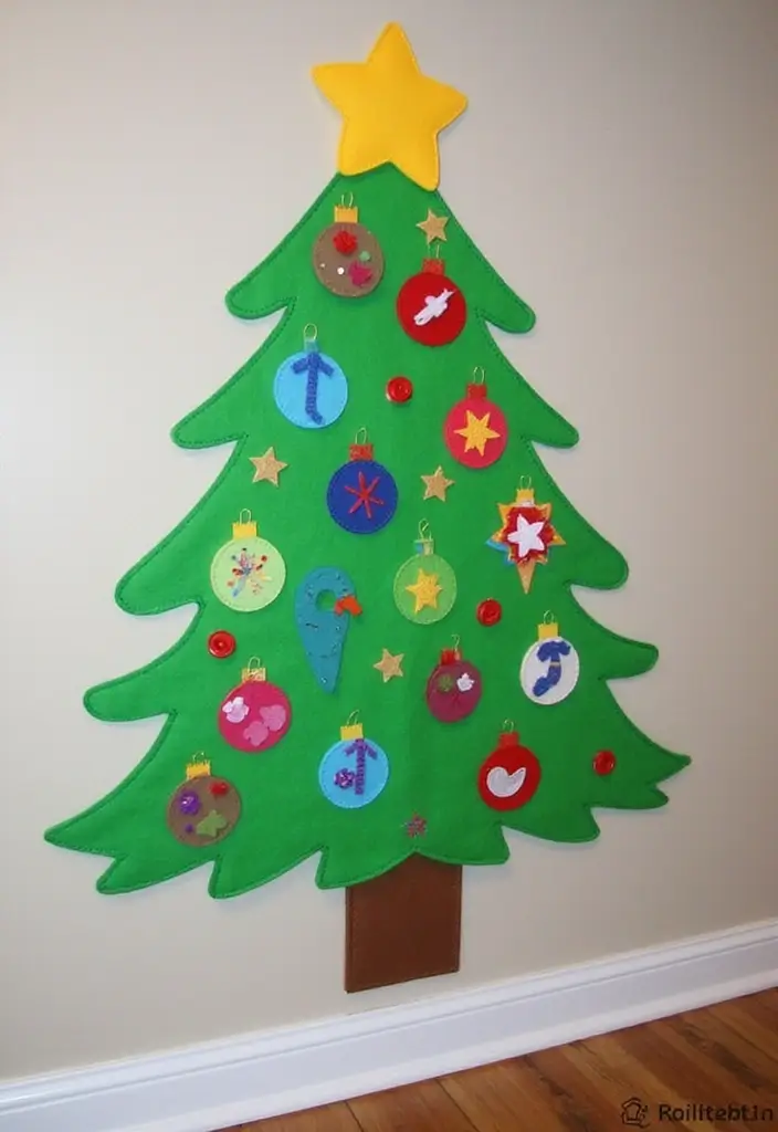 30+ Christmas Craft Ideas That Bring Holiday Cheer to Your Home - 26. Felt Christmas Tree