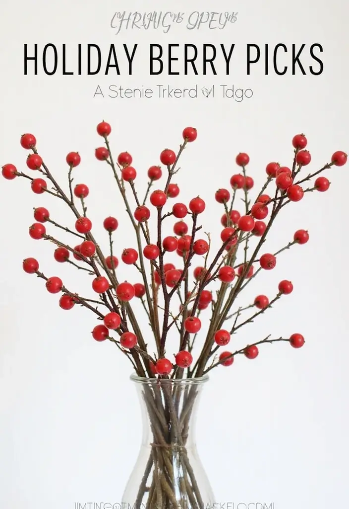30+ Christmas Craft Ideas That Bring Holiday Cheer to Your Home - 27. Holiday Berry Picks