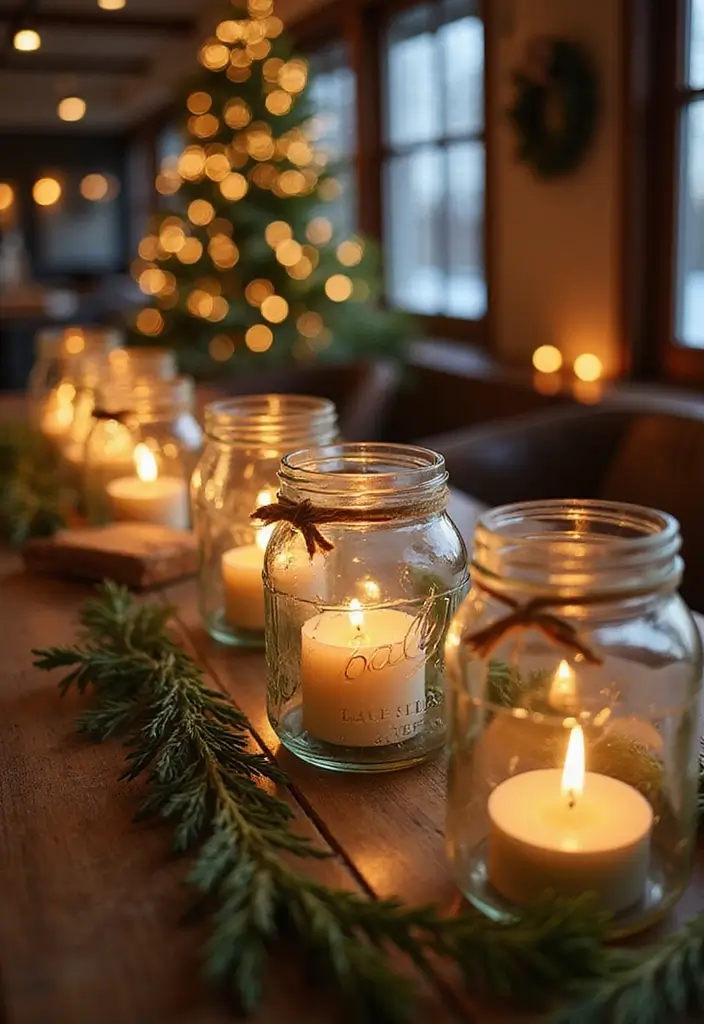 30+ Christmas Craft Ideas That Bring Holiday Cheer to Your Home - 9. Festive Mason Jar Candle Holders