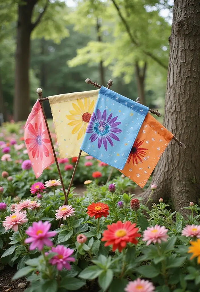 30+ Craft Ideas Summer That Keep Kids and Adults Entertained - 10. DIY Garden Flags