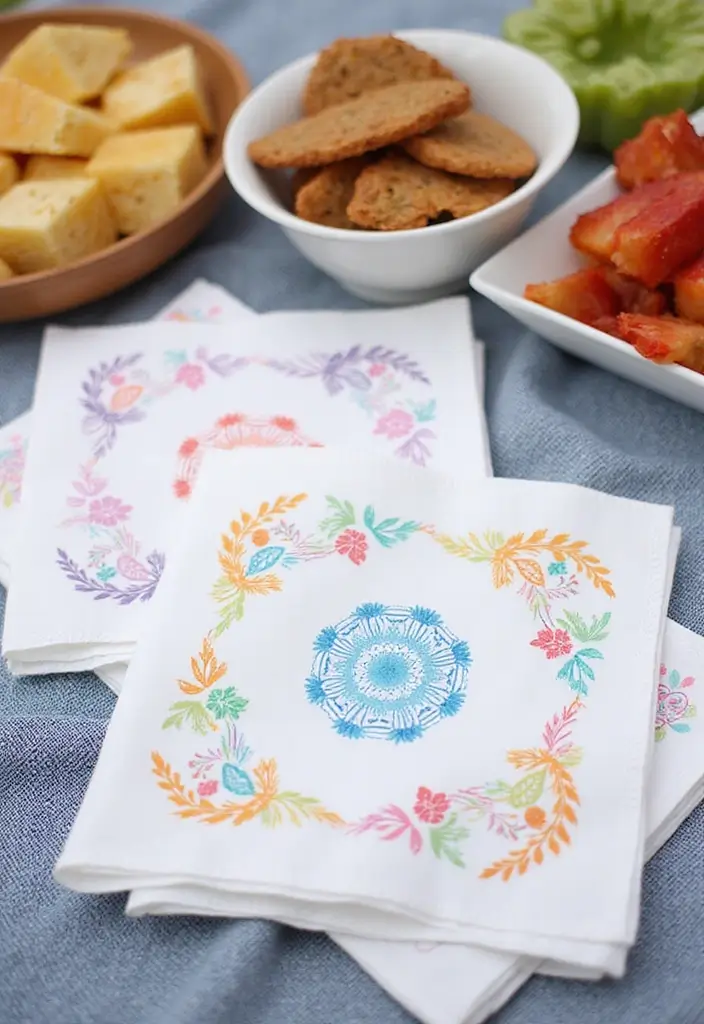 30+ Craft Ideas Summer That Keep Kids and Adults Entertained - 23. DIY Stamped Napkins
