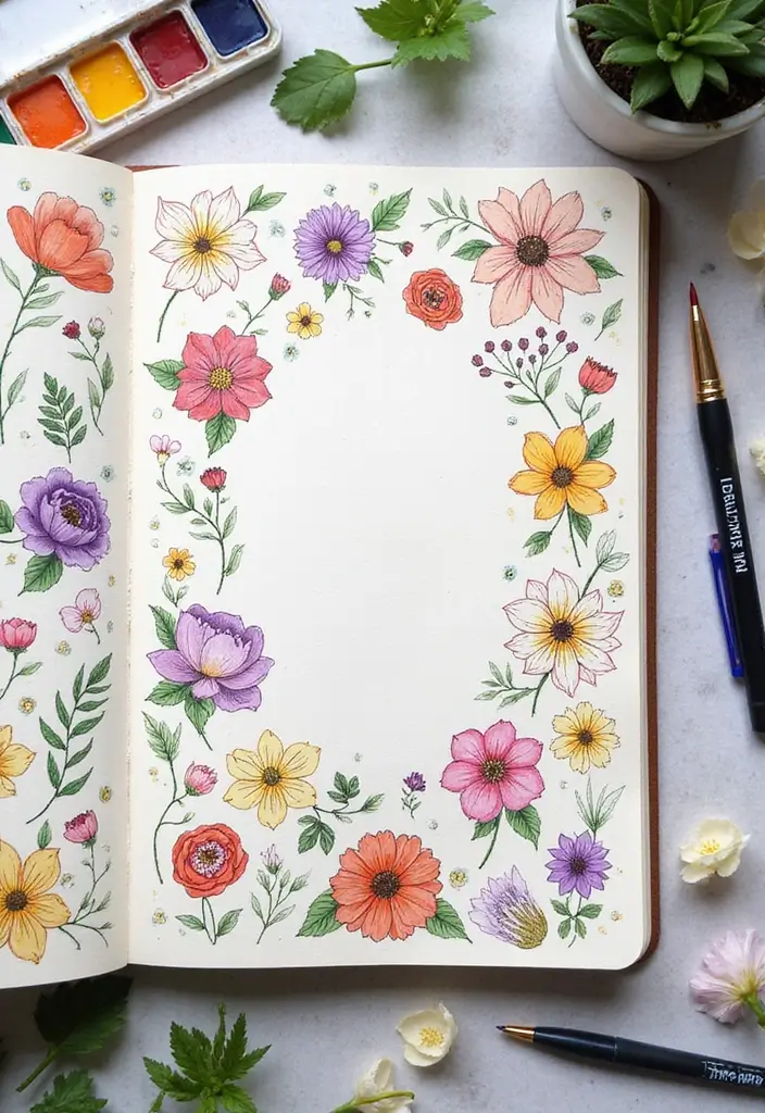 30+ Cute Journal Ideas That Are Fun, Creative, and Aesthetic - 1. Floral Doodle Dreams