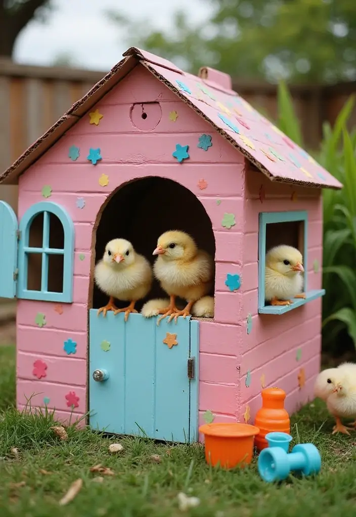 30+ DIY Brooder Box Ideas For Creative Pet Projects - 10. Cardboard Playhouse Brooder