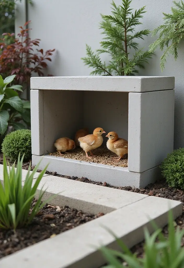 30+ DIY Brooder Box Ideas For Creative Pet Projects - 21. Minimalist Concrete Brooder