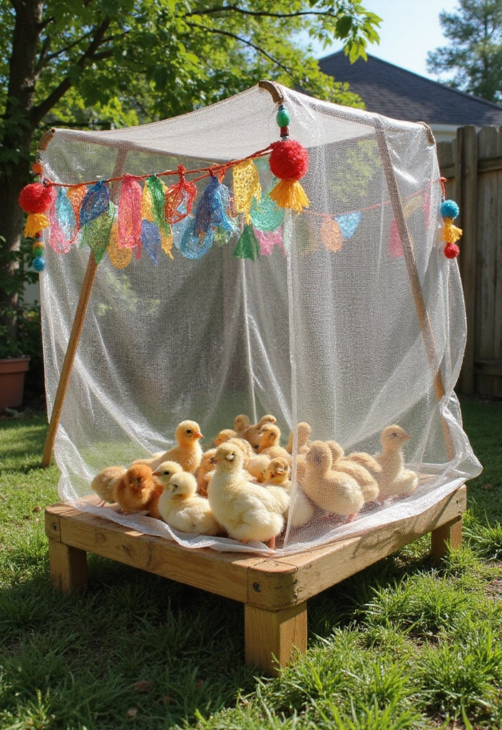 30+ DIY Brooder Box Ideas For Creative Pet Projects - 24. Mesh Tarp Brooder