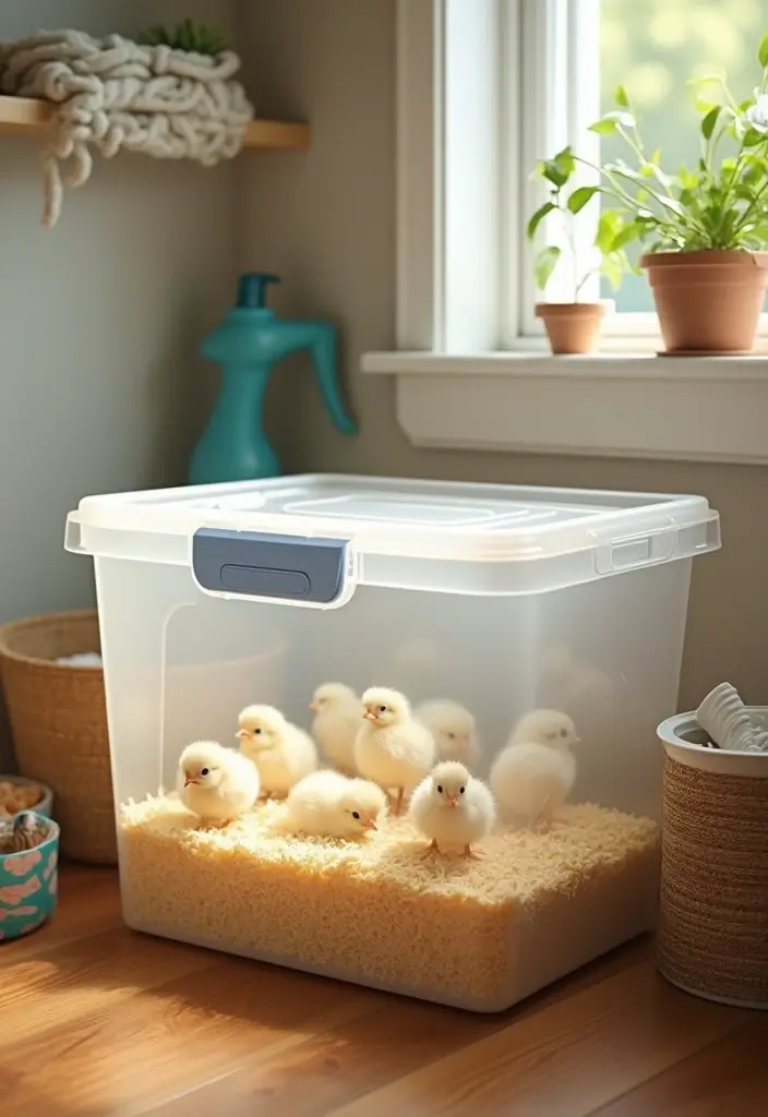 30+ DIY Brooder Box Ideas For Creative Pet Projects - 7. Large Storage Bin Brooder