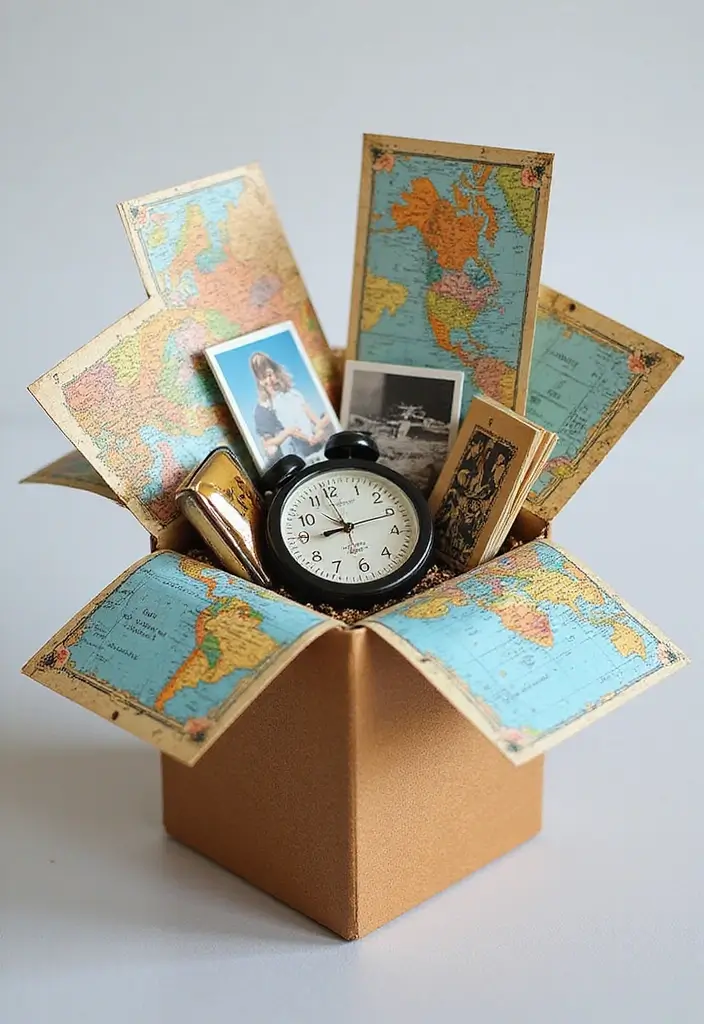 30+ DIY Explosion Box Ideas That Surprise and Delight Recipients - 10. Travel Memories Explosion Box
