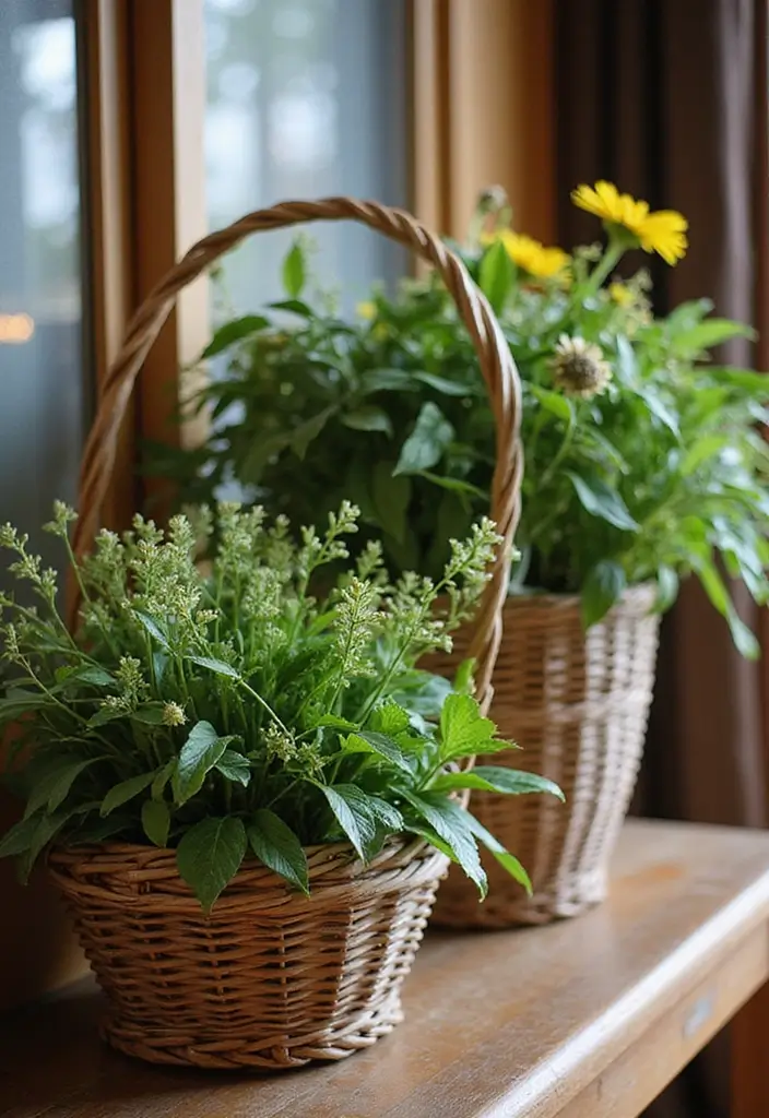 30+ DIY Flower Pot Decoration Ideas That Bring Life and Style to Plants - 12. Woven Basket Planters