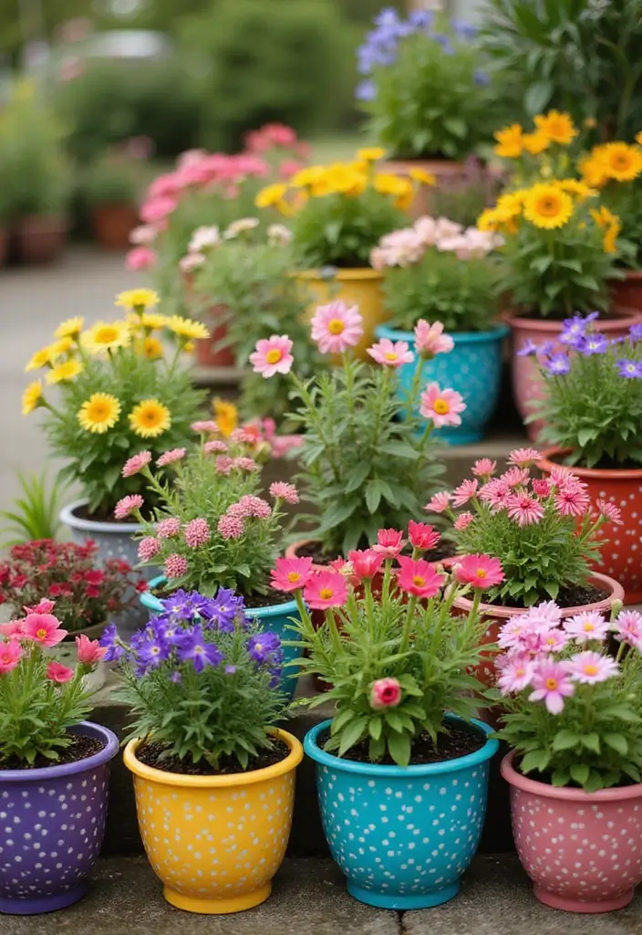 30+ DIY Flower Pot Decoration Ideas That Bring Life and Style to Plants - 14. Dotted Pot Decor