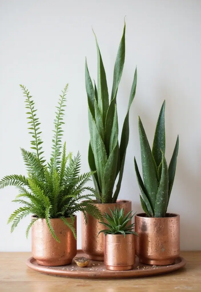 30+ DIY Flower Pot Decoration Ideas That Bring Life and Style to Plants - 16. Copper Pipe Planters