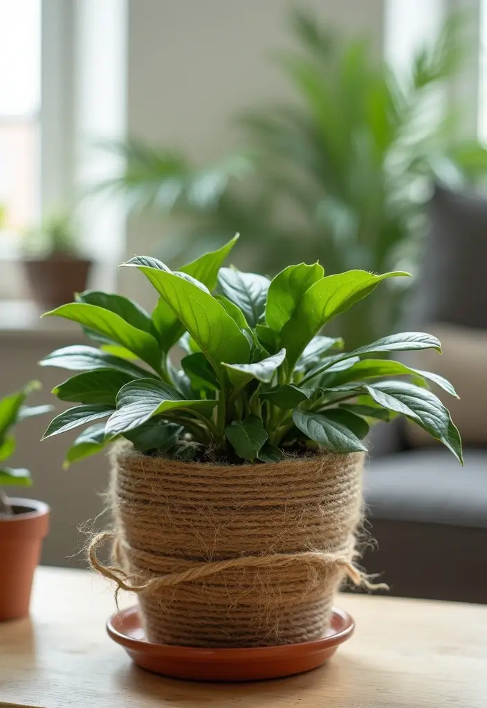 30+ DIY Flower Pot Decoration Ideas That Bring Life and Style to Plants - 3. Natural Jute Twine Wrap