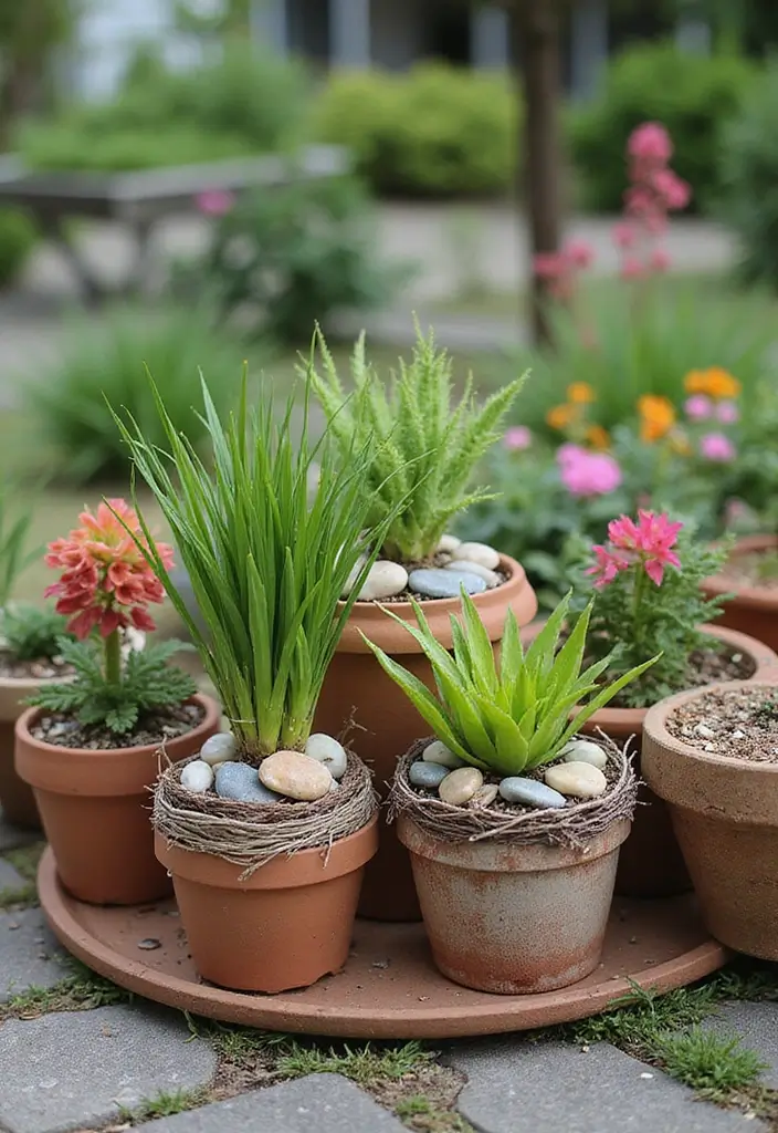 30+ DIY Flower Pot Decoration Ideas That Bring Life and Style to Plants - 30. Nature-Inspired Pot Decorations