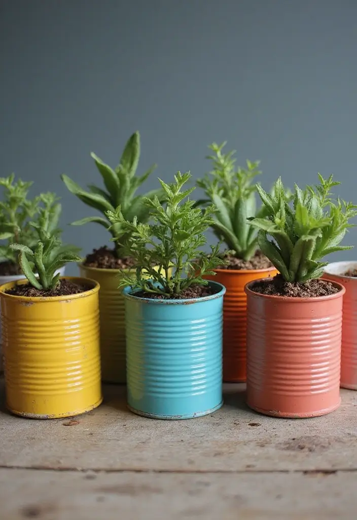 30+ DIY Flower Pot Decoration Ideas That Bring Life and Style to Plants - 5. Upcycled Tin Cans