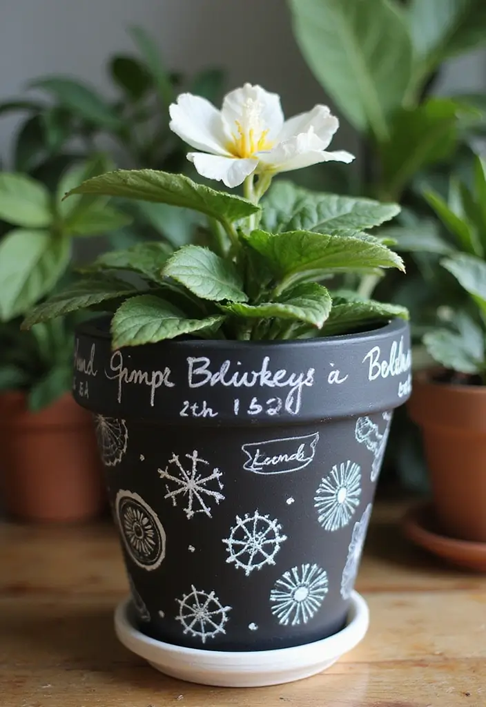 30+ DIY Flower Pot Decoration Ideas That Bring Life and Style to Plants - 6. Chalkboard Paint Pots