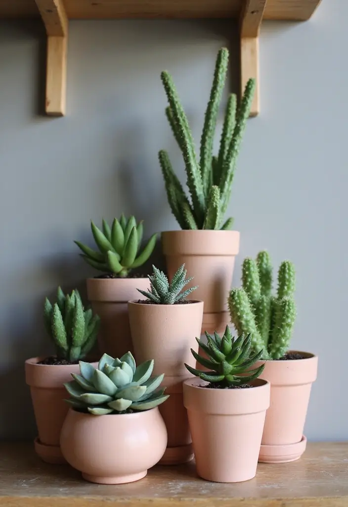 30+ DIY Flower Pot Decoration Ideas That Bring Life and Style to Plants - 7. Succulent Stacked Pots