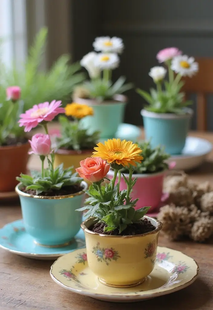 30+ DIY Flower Pot Decoration Ideas That Bring Life and Style to Plants - 9. Vintage Teacup Planters