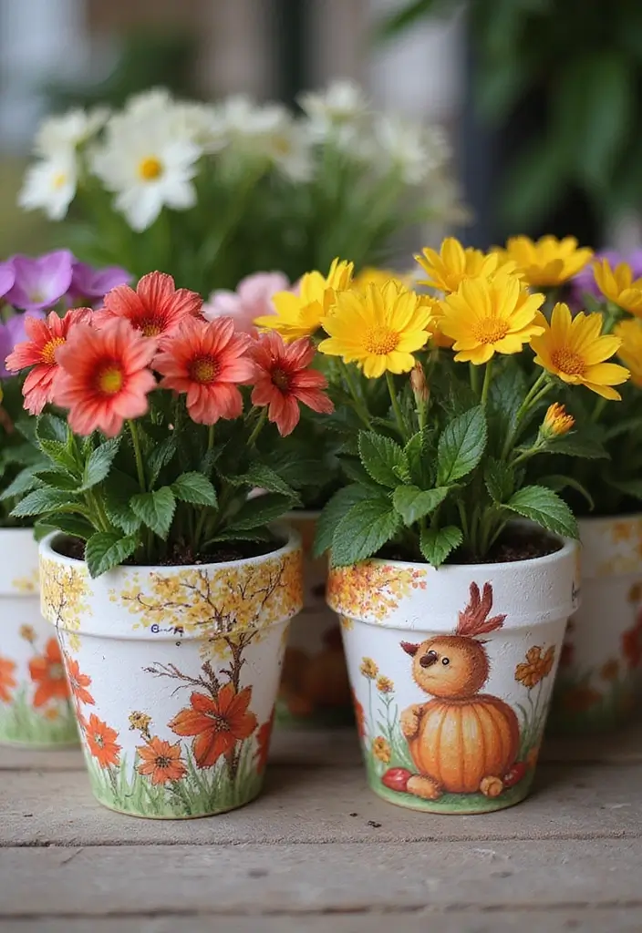 30+ DIY Flower Pot Painting Ideas That Make Gardens Bright and Fun - 15. Seasonal Themes