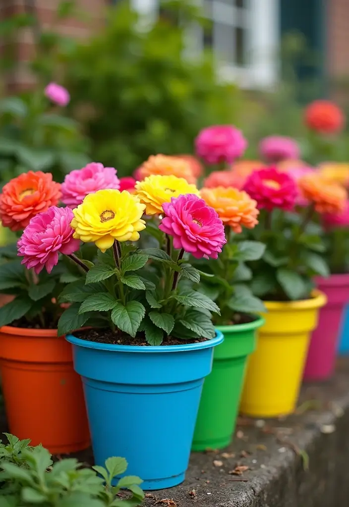 30+ DIY Flower Pot Painting Ideas That Make Gardens Bright and Fun - 28. Bright Neon Colors for a Funky Vibe