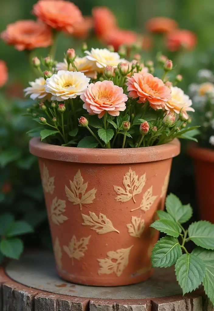 30+ DIY Flower Pot Painting Ideas That Make Gardens Bright and Fun - 5. Nature-Inspired Designs