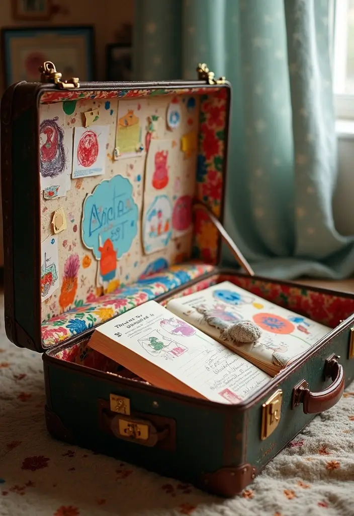 30+ DIY Memory Box Ideas That Keep Treasured Moments Safe - 1. Vintage Suitcase Memory Box