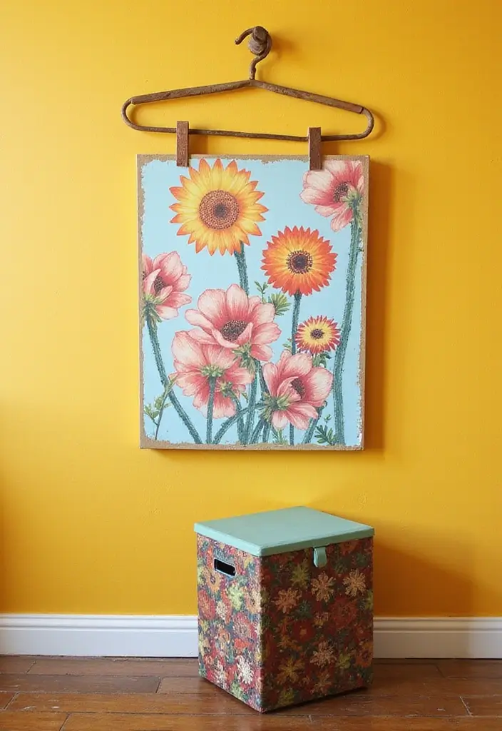 30+ DIY Memory Box Ideas That Keep Treasured Moments Safe - 16. Art-Display Hanger with Bottom Box