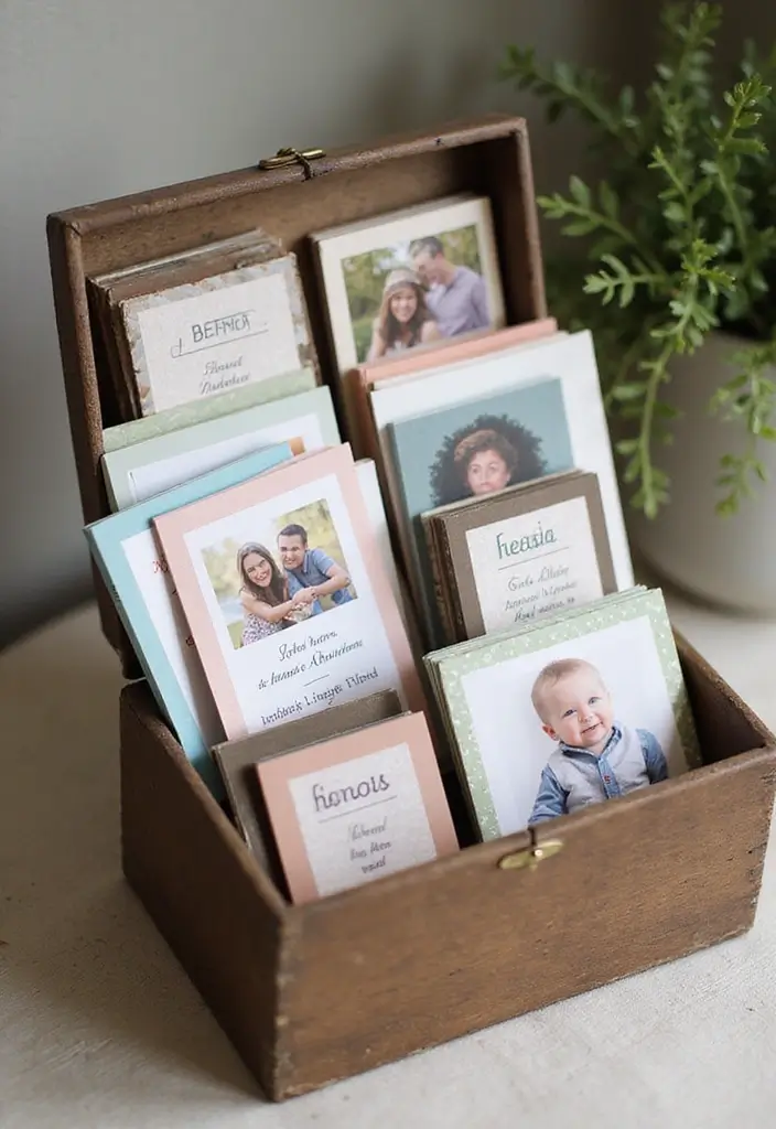 30+ DIY Memory Box Ideas That Keep Treasured Moments Safe - 18. Milestone Photo Cards Box