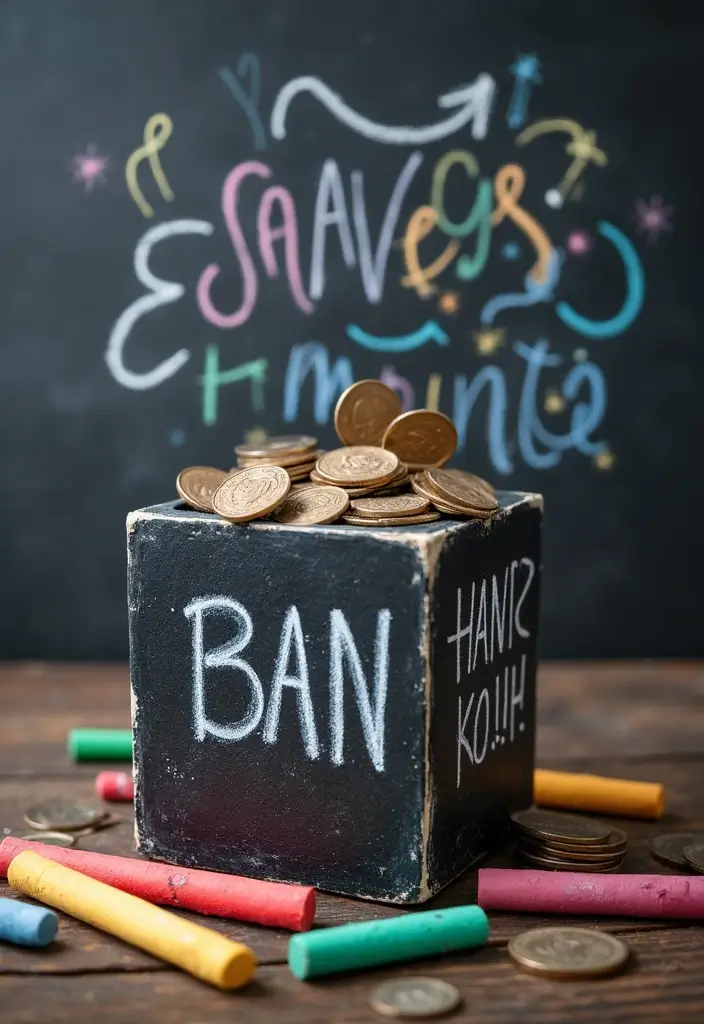 30+ DIY Savings Box Ideas That Encourage Fun and Smart Saving - 18. Chalkboard Paint Savings Box