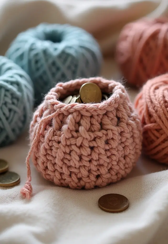 30+ DIY Savings Box Ideas That Encourage Fun and Smart Saving - 28. Cozy Crochet Coin Pouch
