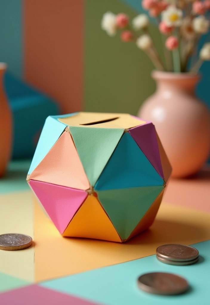30+ DIY Savings Box Ideas That Encourage Fun and Smart Saving - 8. Geometric Paper Money Box