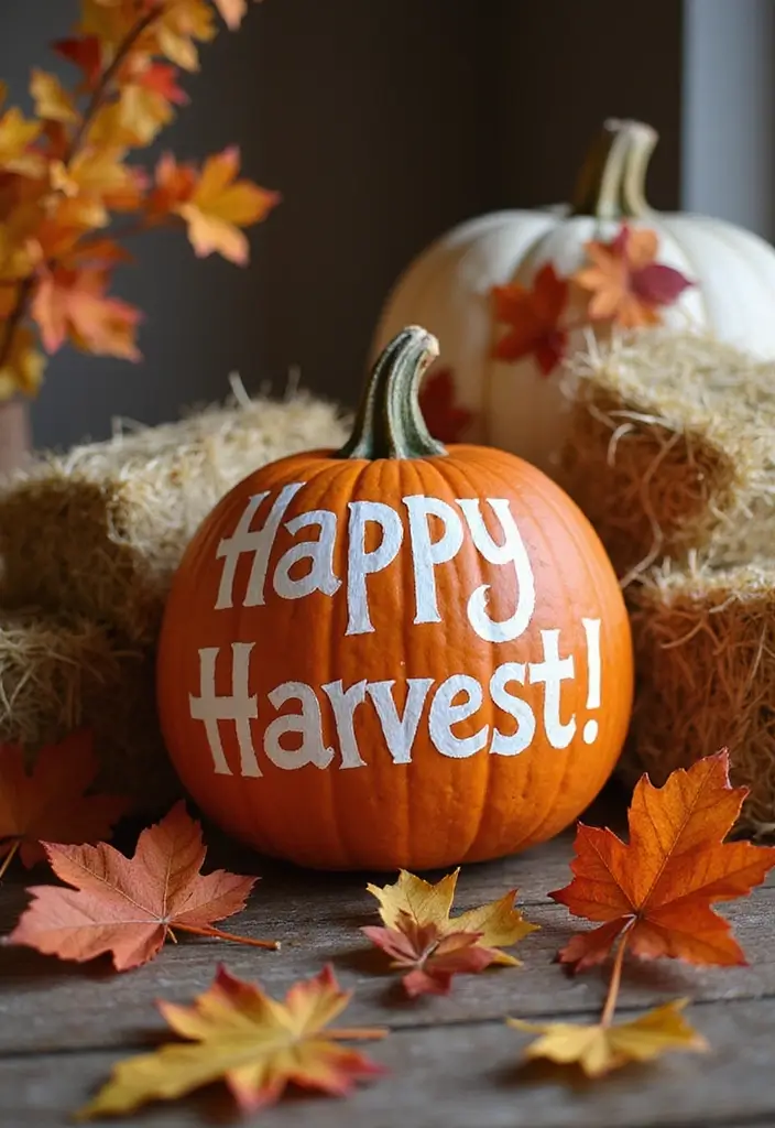 30+ Easy Creative Pumpkin Painting Ideas That Anyone Can Try at Home - 14. Seasonal Greetings