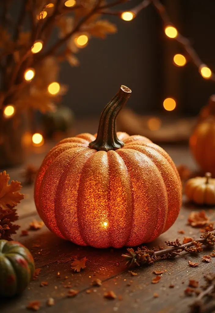 30+ Easy Creative Pumpkin Painting Ideas That Anyone Can Try at Home - 15. Glitter Glam