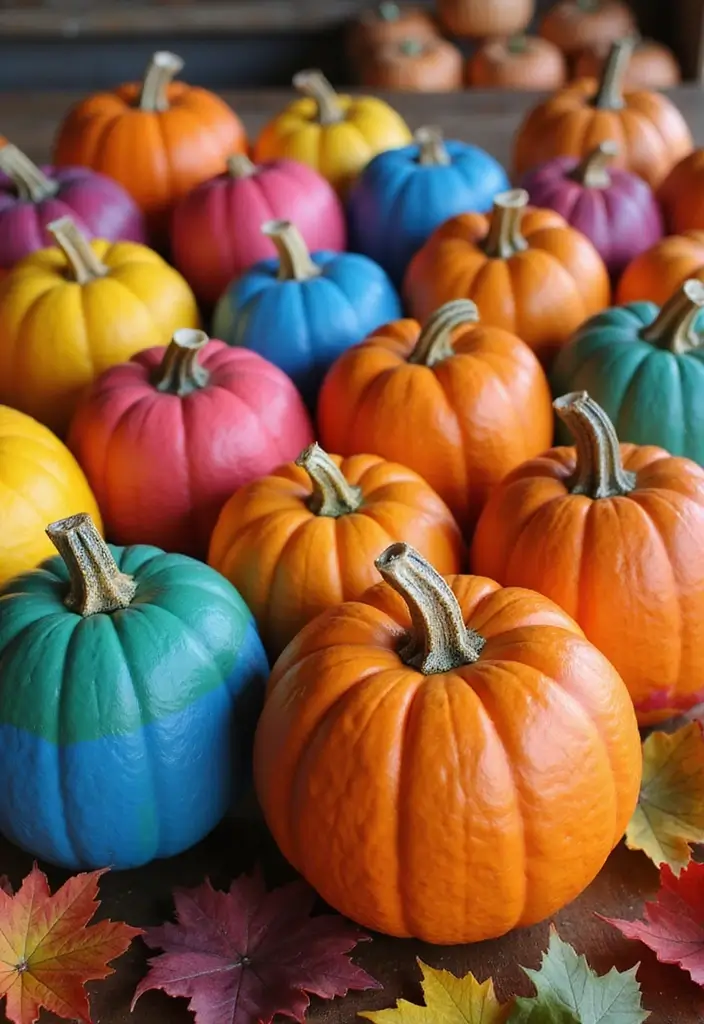 30+ Easy Creative Pumpkin Painting Ideas That Anyone Can Try at Home - 19. Rainbow Delight