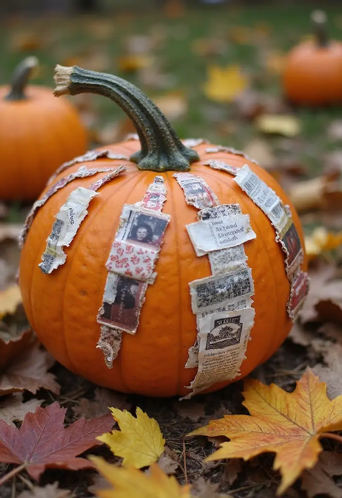 30+ Easy Creative Pumpkin Painting Ideas That Anyone Can Try at Home - 30. Upcycled Materials