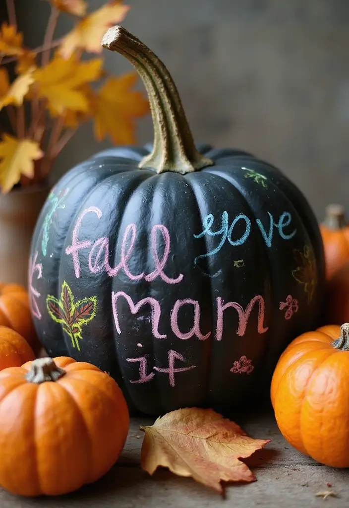 30+ Easy Creative Pumpkin Painting Ideas That Anyone Can Try at Home - 6. Chalkboard Style