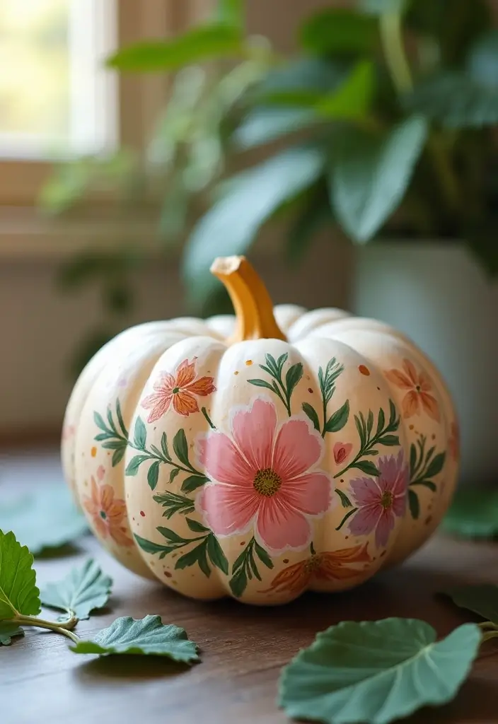 30+ Easy Creative Pumpkin Painting Ideas That Anyone Can Try at Home - 8. Floral Patterns