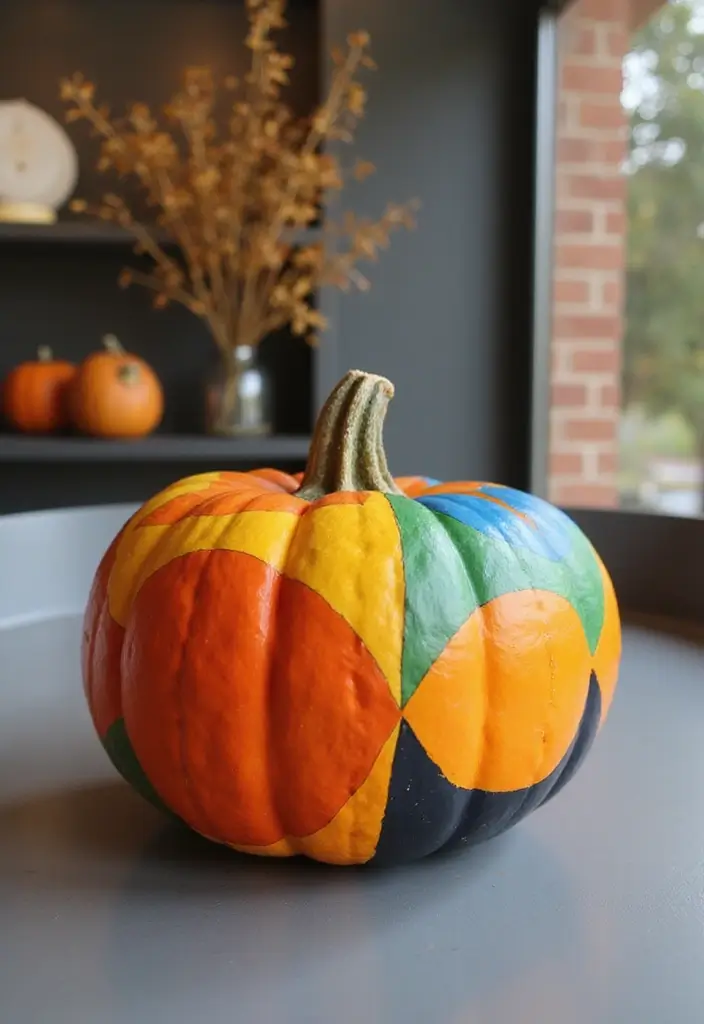 30+ Easy Creative Pumpkin Painting Ideas That Anyone Can Try at Home - 9. Geometric Shapes