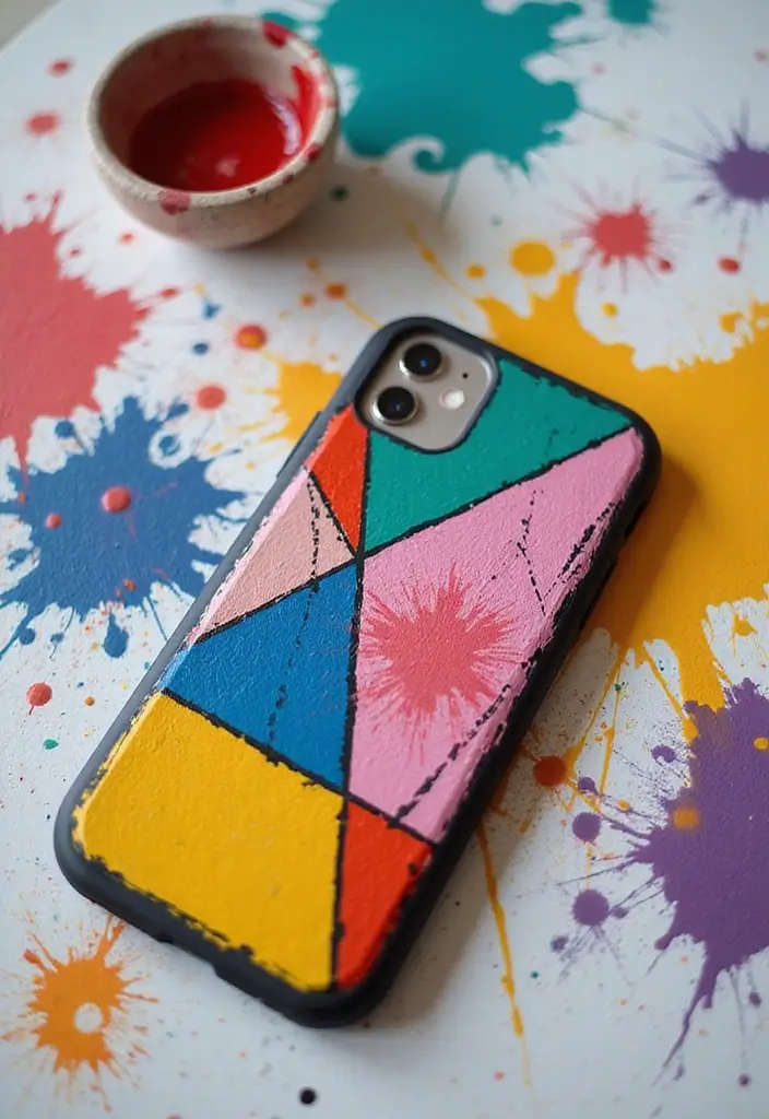 30+ Easy Phone Case Painting Ideas For Quick Customization - 1. Geometric Patterns