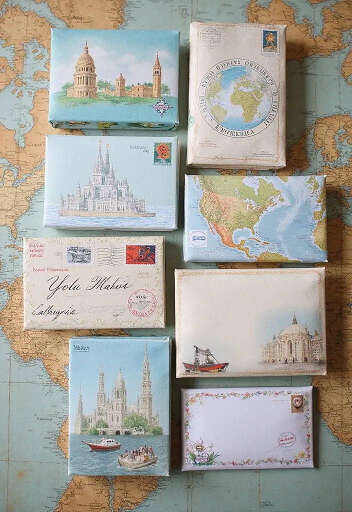 30+ Envelopes Decoration Ideas That Make Mail Fun, Cute, and Creative - 20. Travel-Inspired Designs