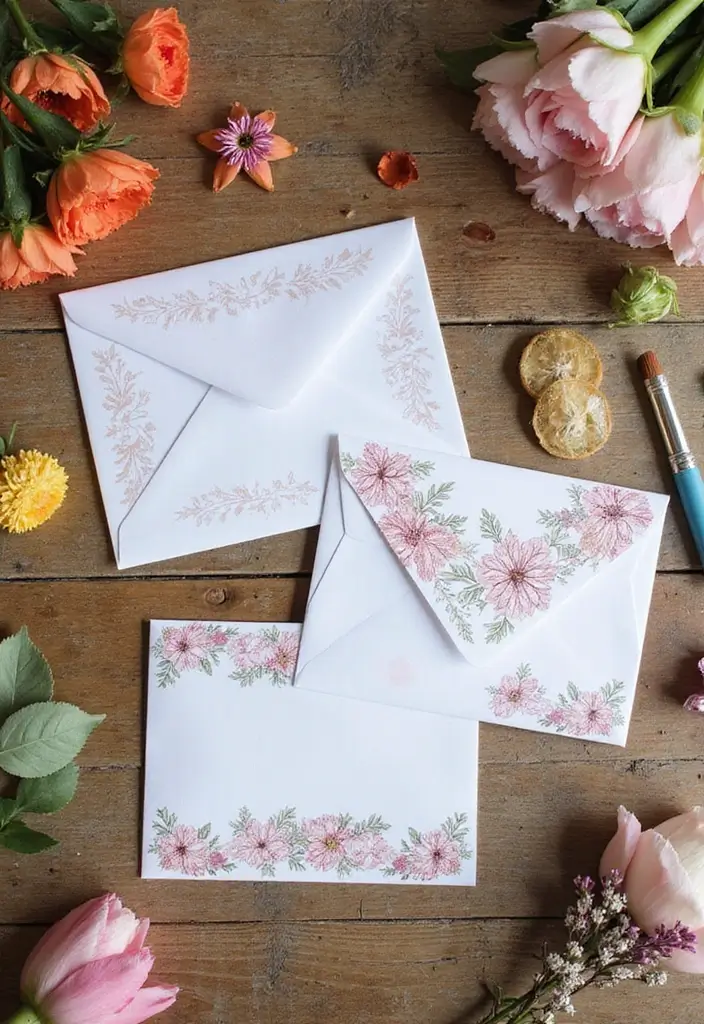 30+ Envelopes Decoration Ideas That Make Mail Fun, Cute, and Creative - 4. Floral Embellishments