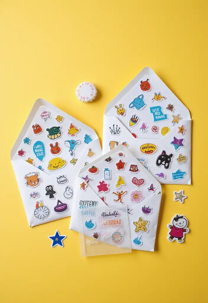 30+ Envelopes Decoration Ideas That Make Mail Fun, Cute, and Creative - 6. Sticker Fun