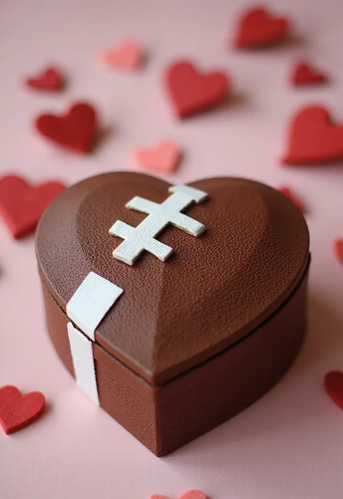 30+ Football Valentine Box Ideas That Are Perfect for Fans - 10. Heart-Shaped Football Box